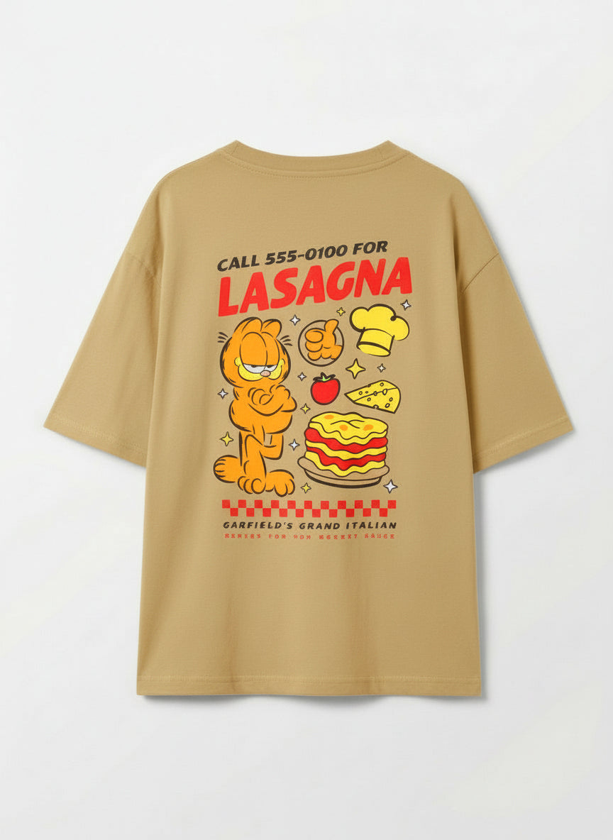 Garfield Lasagna Print Beige Kids  T-Shirt