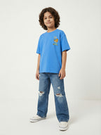 Garfield Lazy Mood Print Blue Kids  T-Shirt