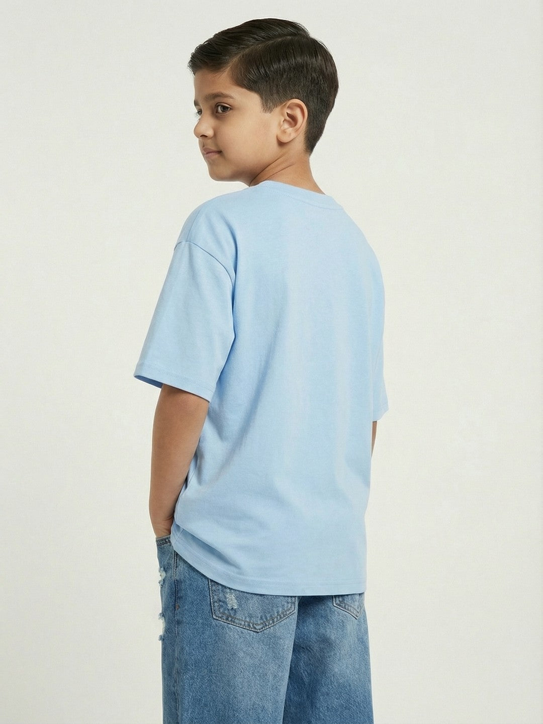 Garfield Listening Print Light Blue Kids  T-Shirt