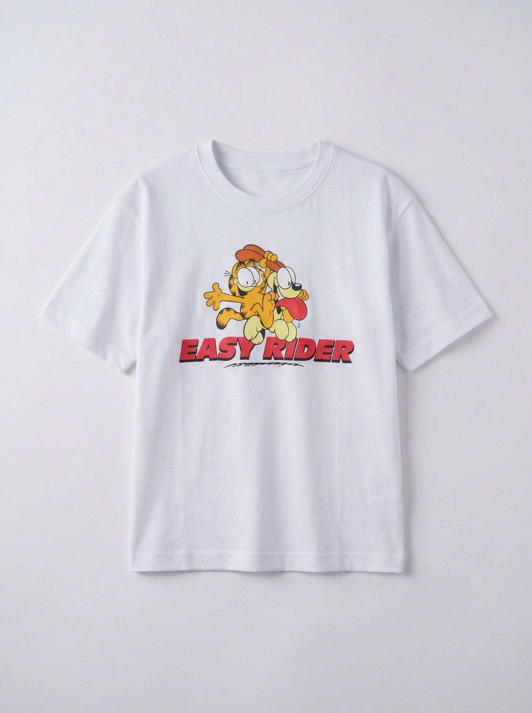 Garfield Easy Rider Graphic Print White Kids  T-Shirt