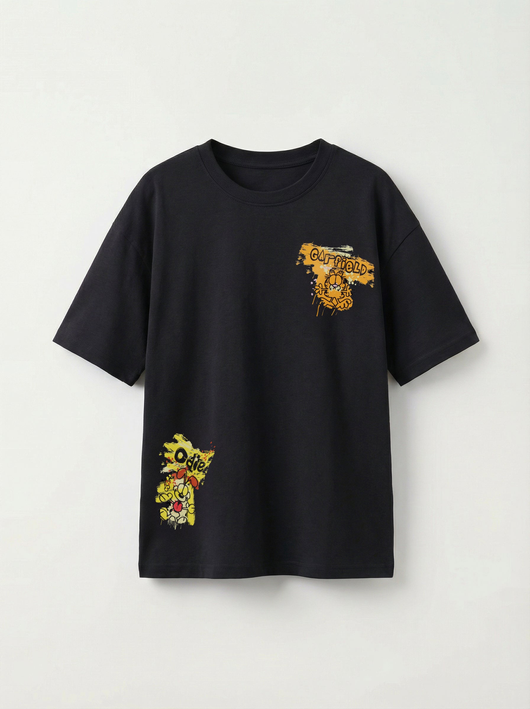 Garfield Graphic Accent Print Black Kids  T-Shirt