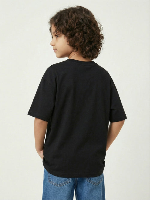 Garfield Attitude Face Print Black Kids  T-Shirt