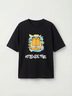 Garfield Attitude Face Print Black Kids  T-Shirt