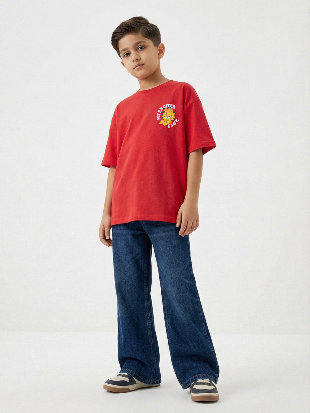 Garfield My Excited Face Print Red Kids  T-Shirt