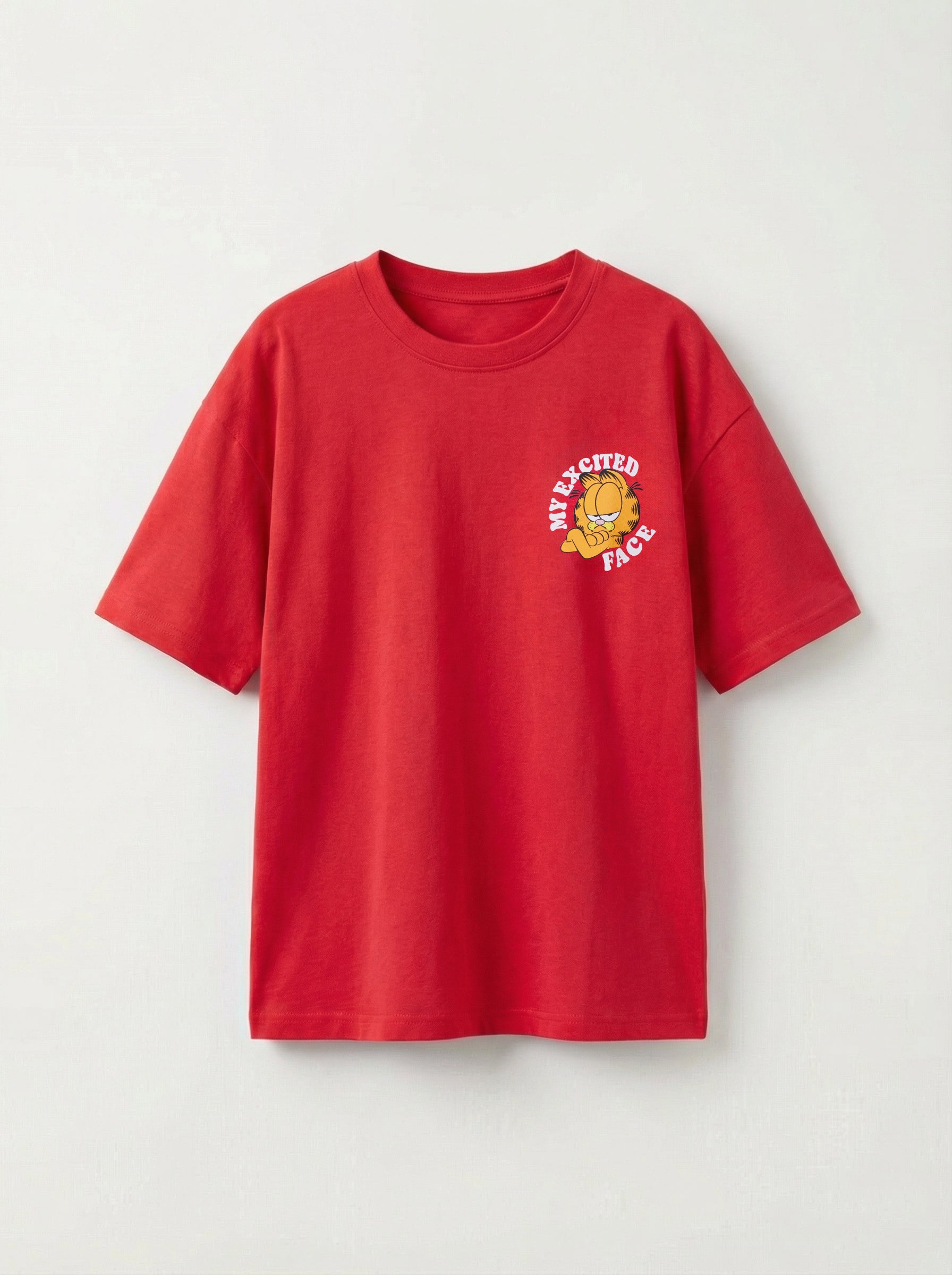 Garfield My Excited Face Print Red Kids  T-Shirt