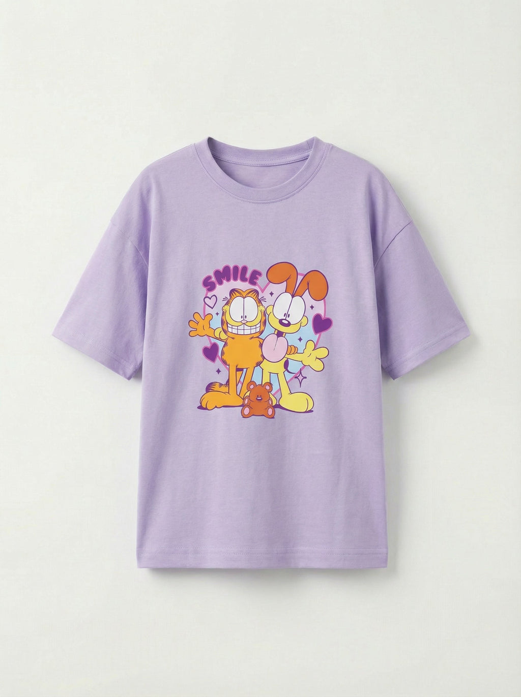 Garfield Smile Friends Print Lavender Kids  T-Shirt