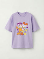 Garfield Smile Friends Print Lavender Kids  T-Shirt