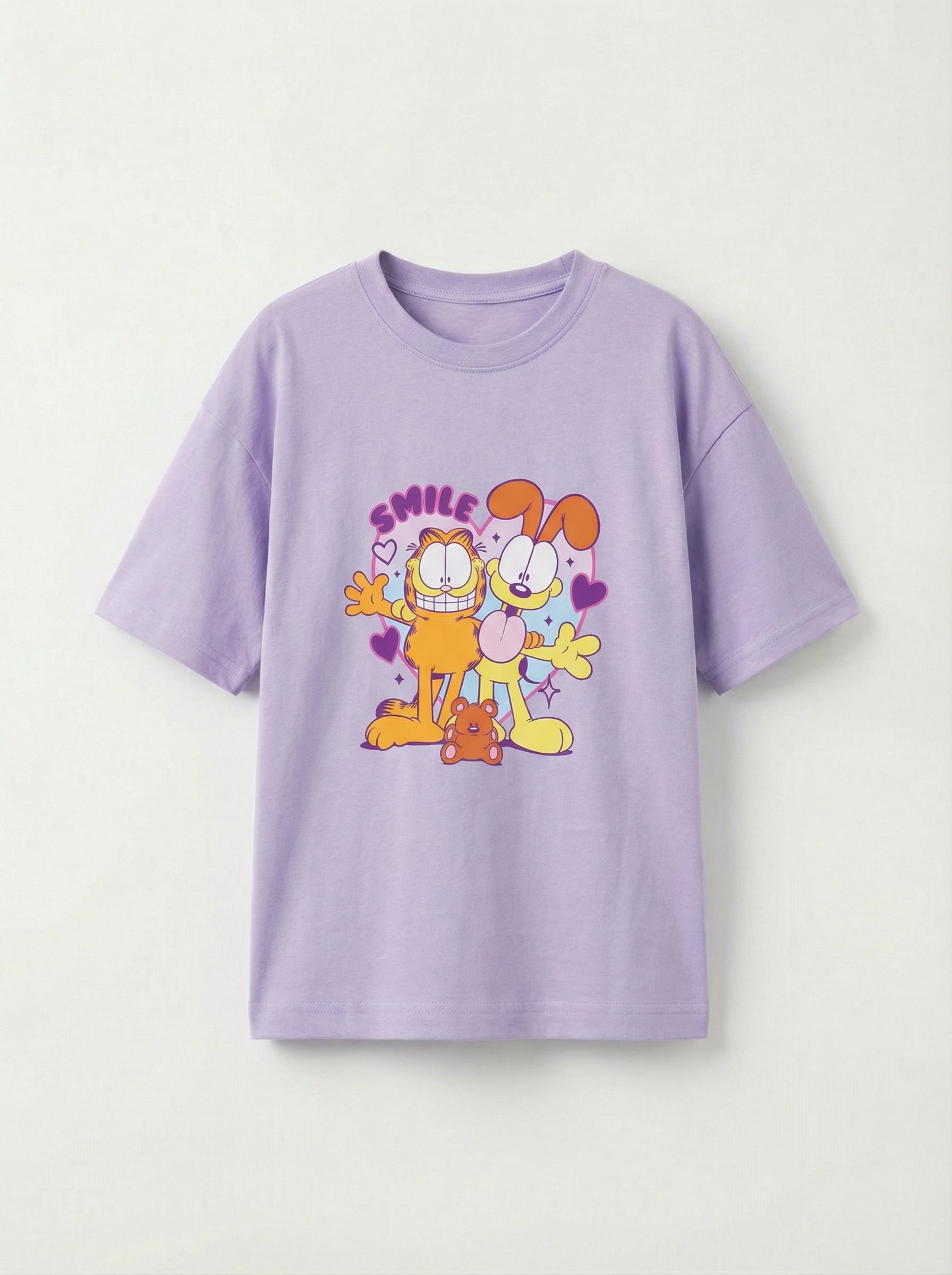 Garfield Smile Friends Print Lavender Kids  T-Shirt