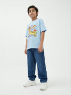 Garfield Eat Sleep Repeat Print Sky Blue Kids  T-Shirt