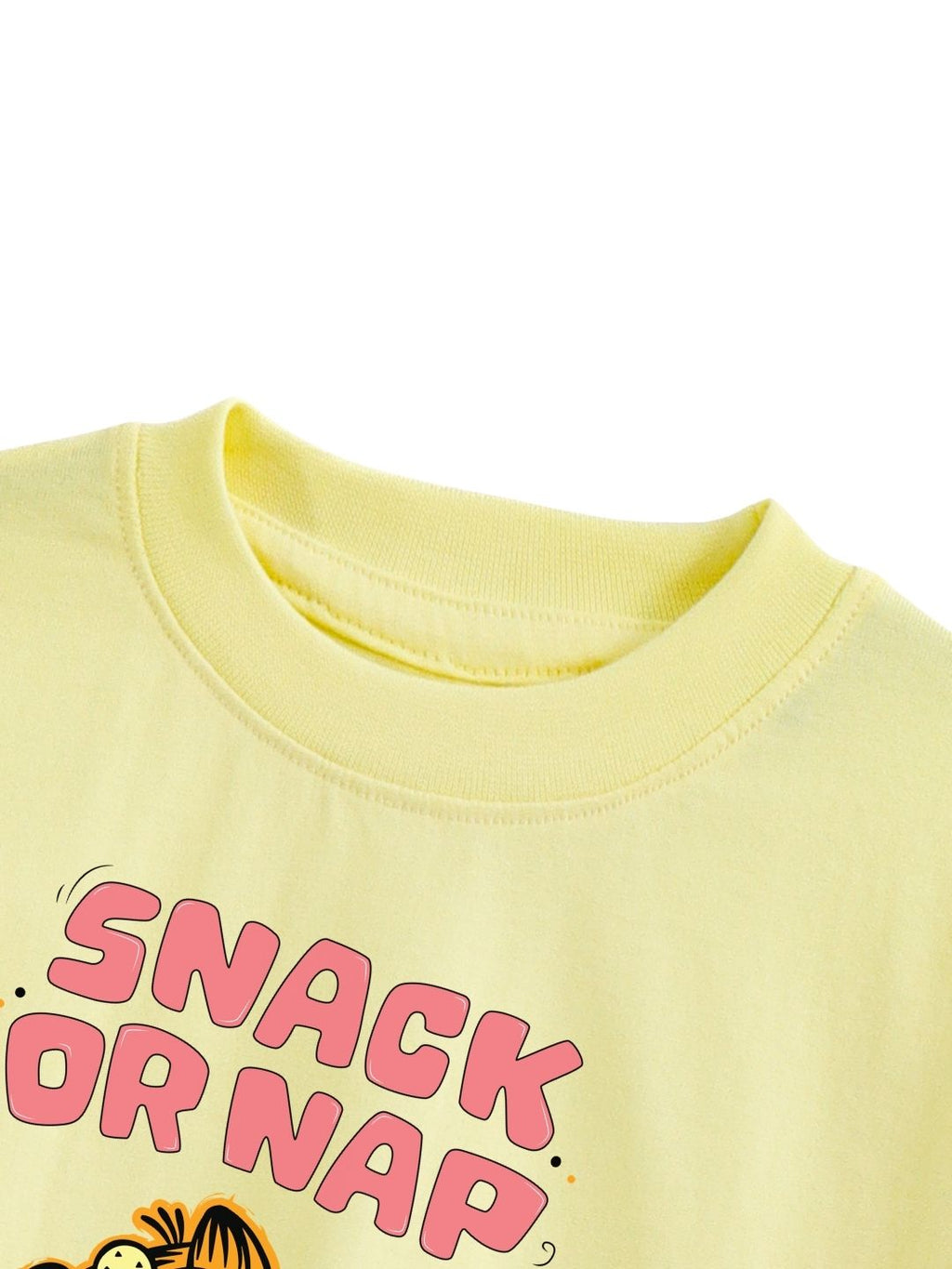 Pastel Yellow Garfield Snack or Nap Graphic T-Shirt for Boys