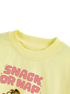 Pastel Yellow Garfield Snack or Nap Graphic T-Shirt for Boys