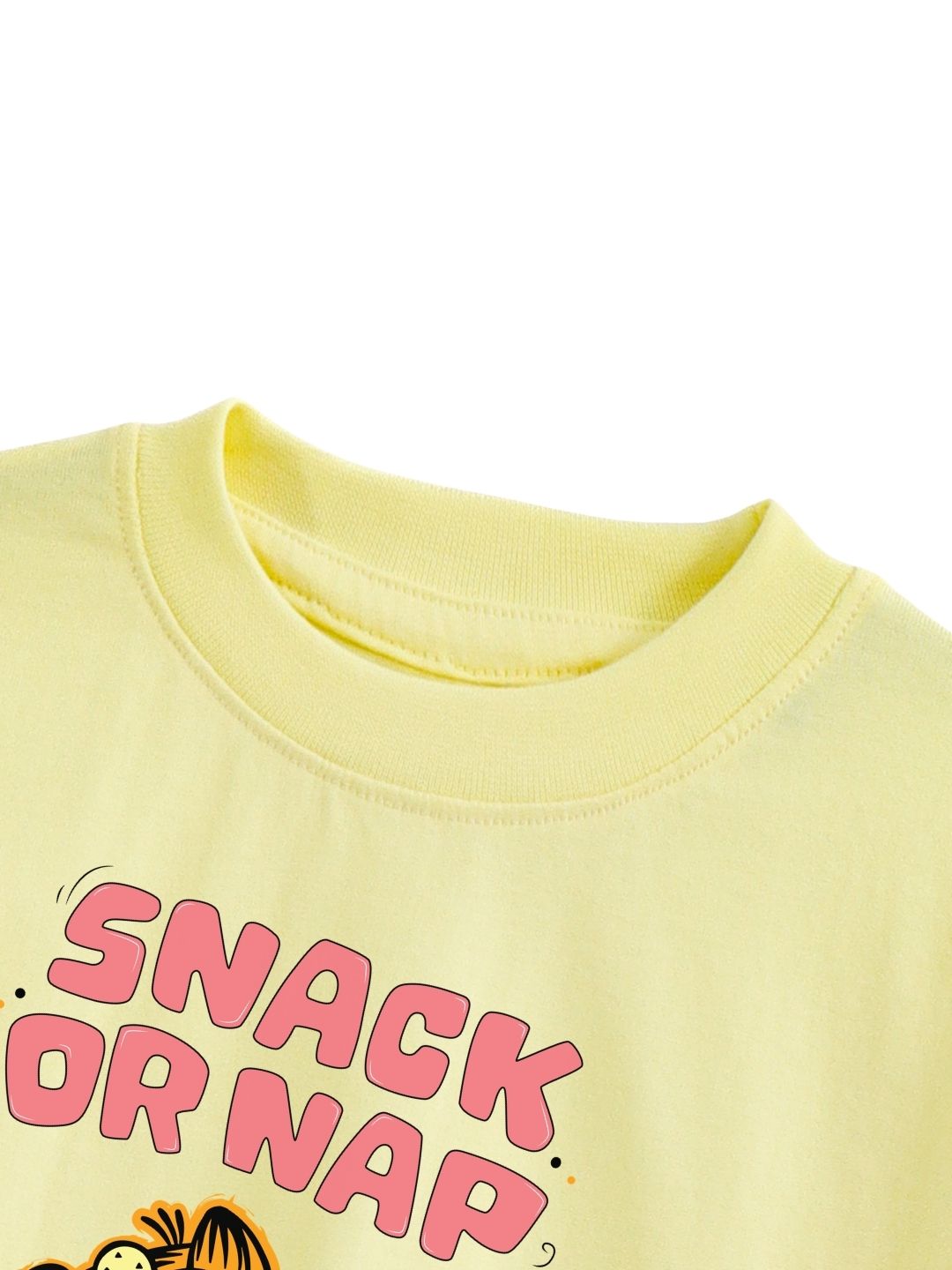 Pastel Yellow Garfield Snack or Nap Graphic T-Shirt for Boys