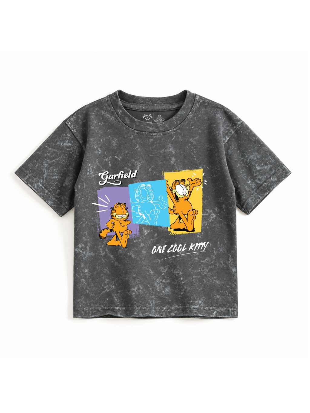 One Cool Kitty Graphic Kids Boys Acid Wash T-Shirt – Garfield©