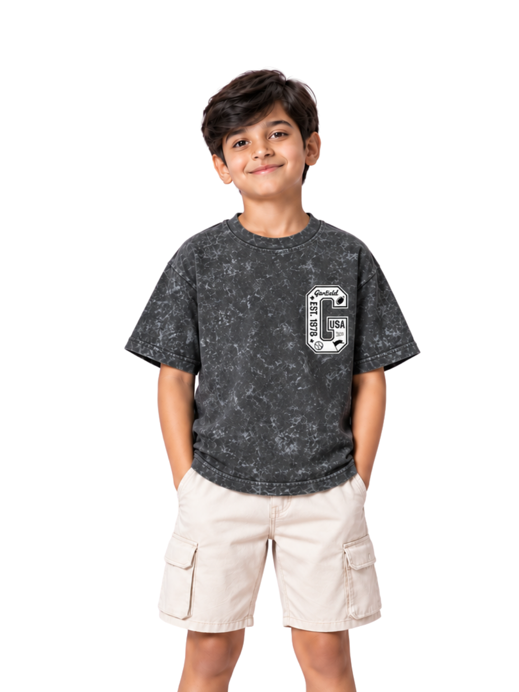 Varsity G Kids Boys Acid Wash T-Shirt – Garfield©