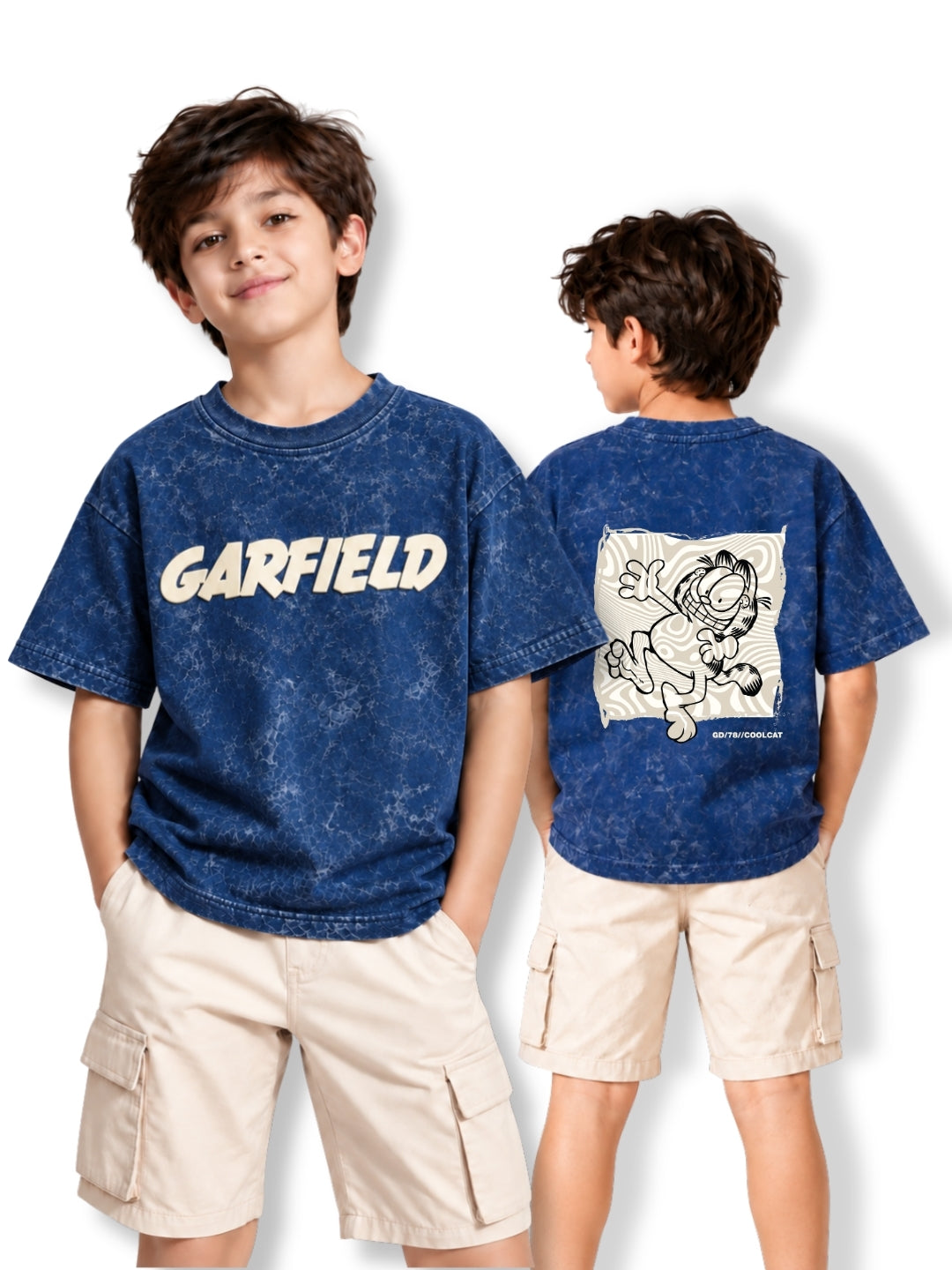 Classic Garfield Logo Kids Boys Acid Wash T-Shirt – Garfield©