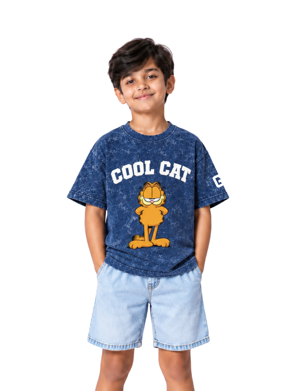 Cool Cat Graphic Kids Boys Acid Wash T-Shirt – Garfield©