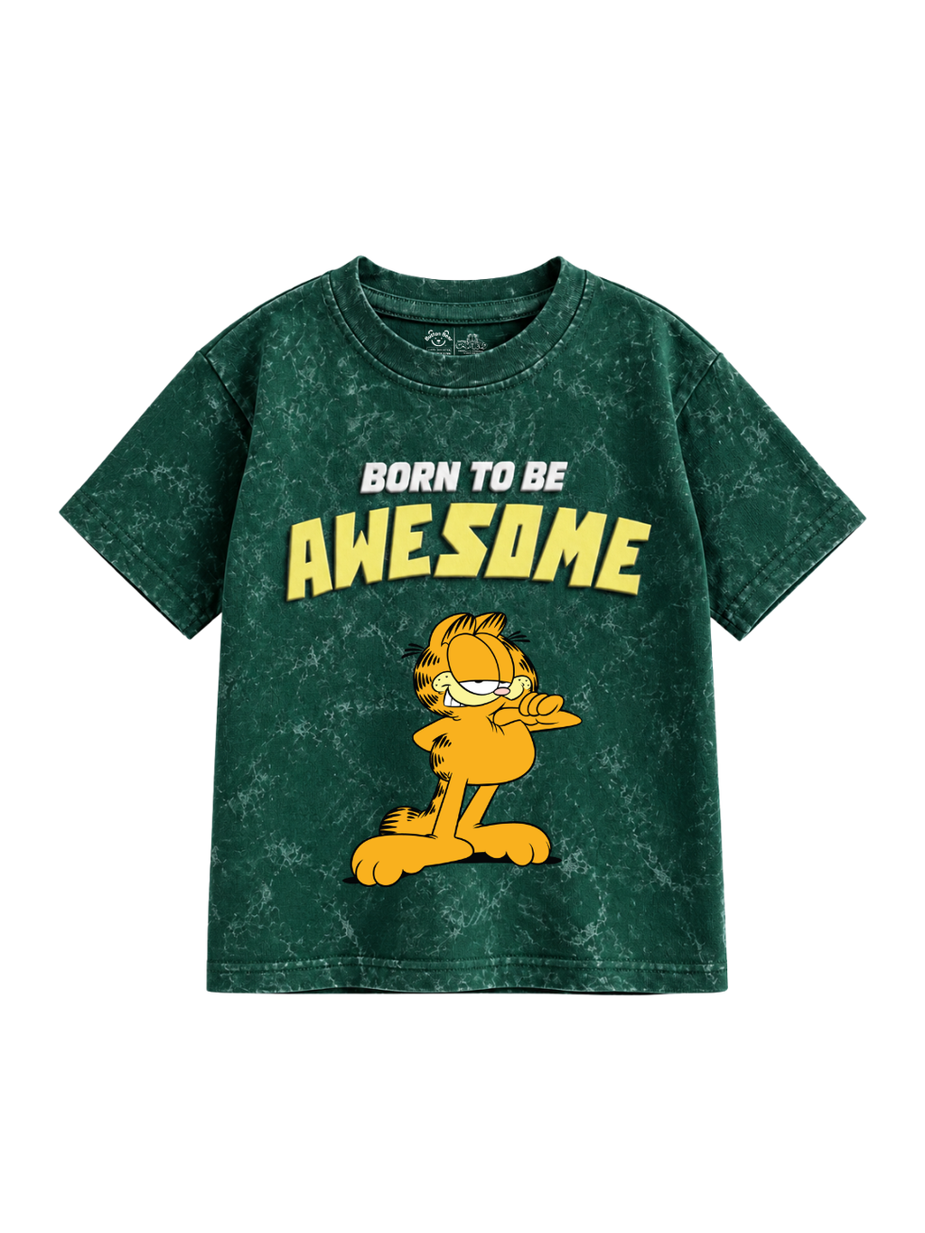 Born to Be Awesome Graphic Kids Boys Acid Wash T-Shirt – Garfield©