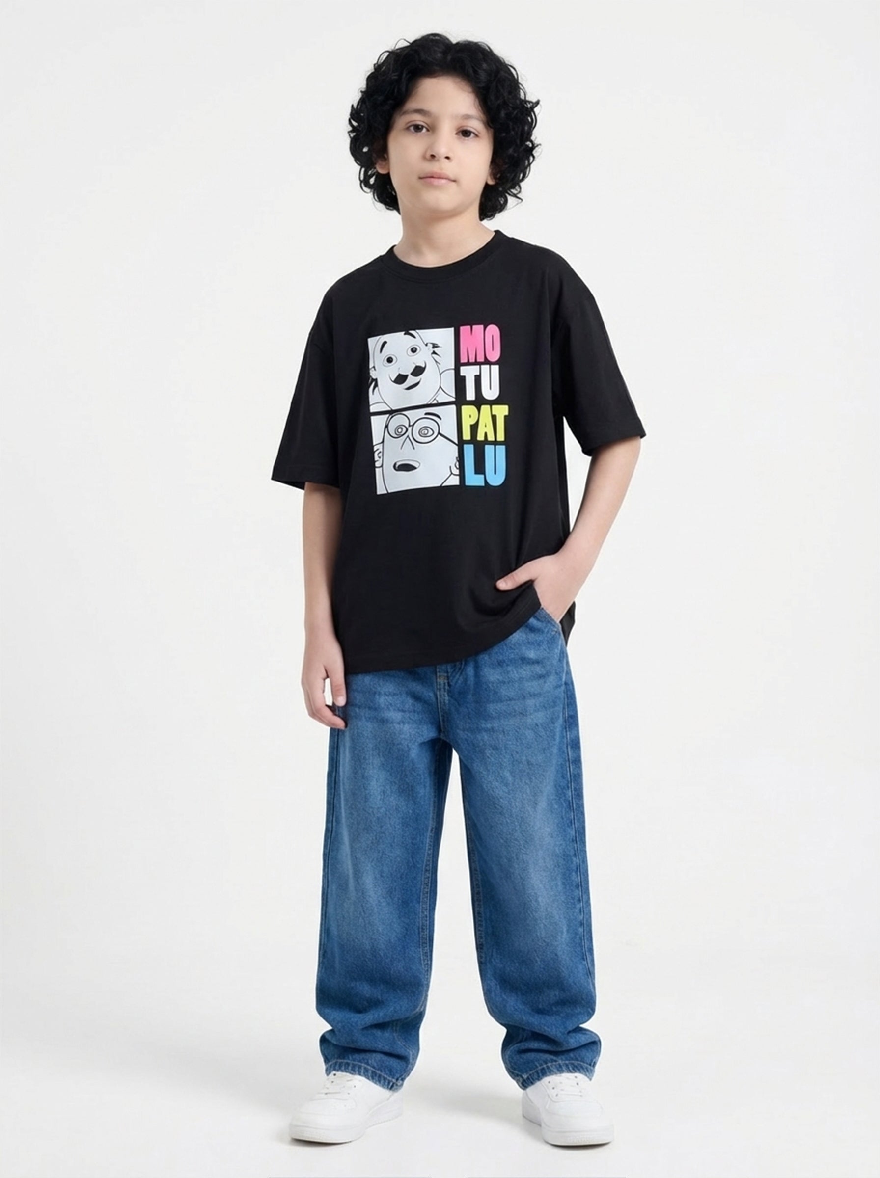 Comic Duo Split Graphic Kids T-Shirt – Motu Patlu