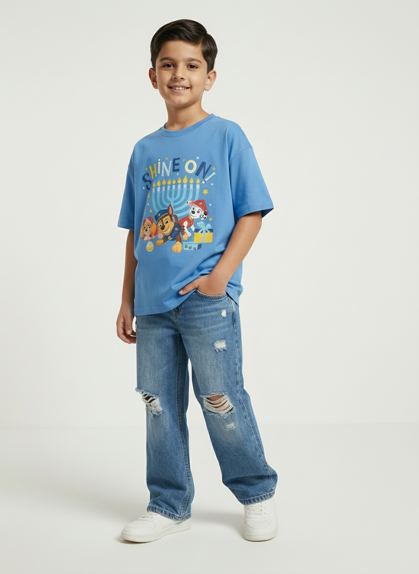 Paw Patrol Shine On Printed Blue Kids  T-Shirt