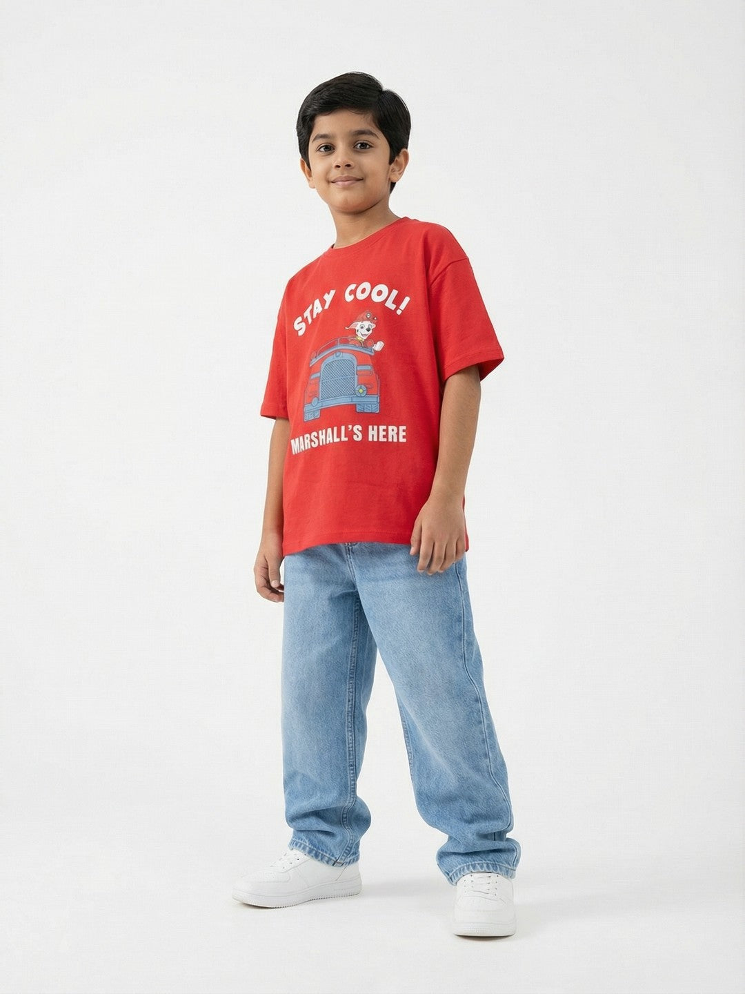 Paw Patrol Stay Cool Printed Red Kids Oversized T-Shirt
