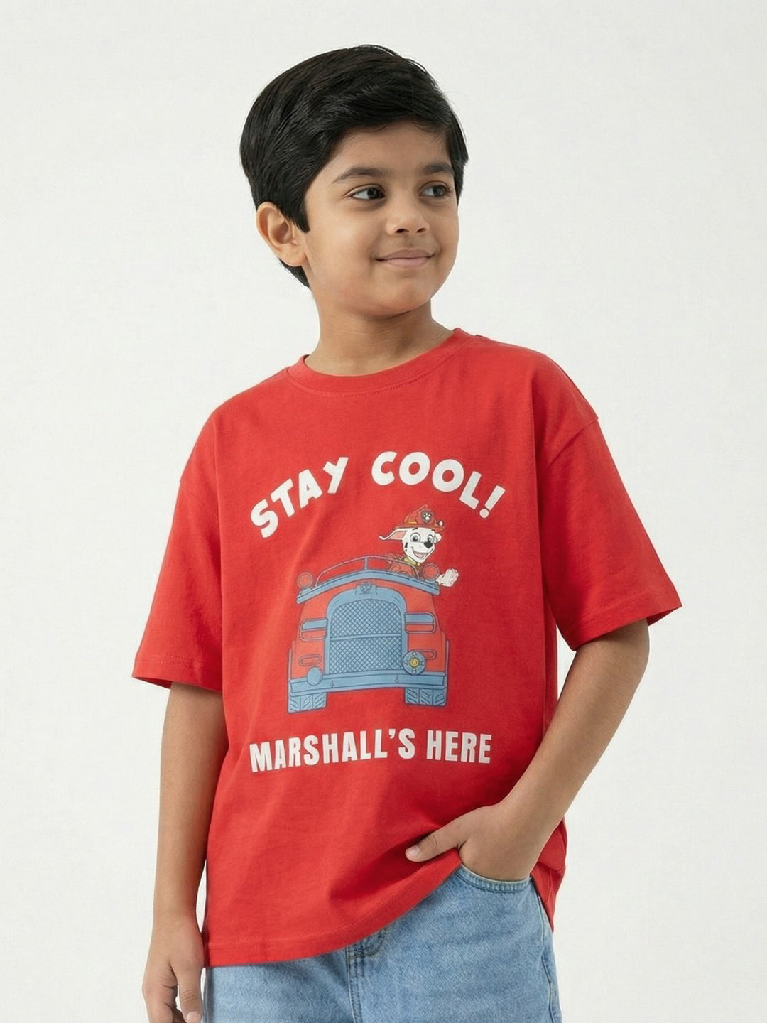 Paw Patrol Stay Cool Printed Red Kids Oversized T-Shirt