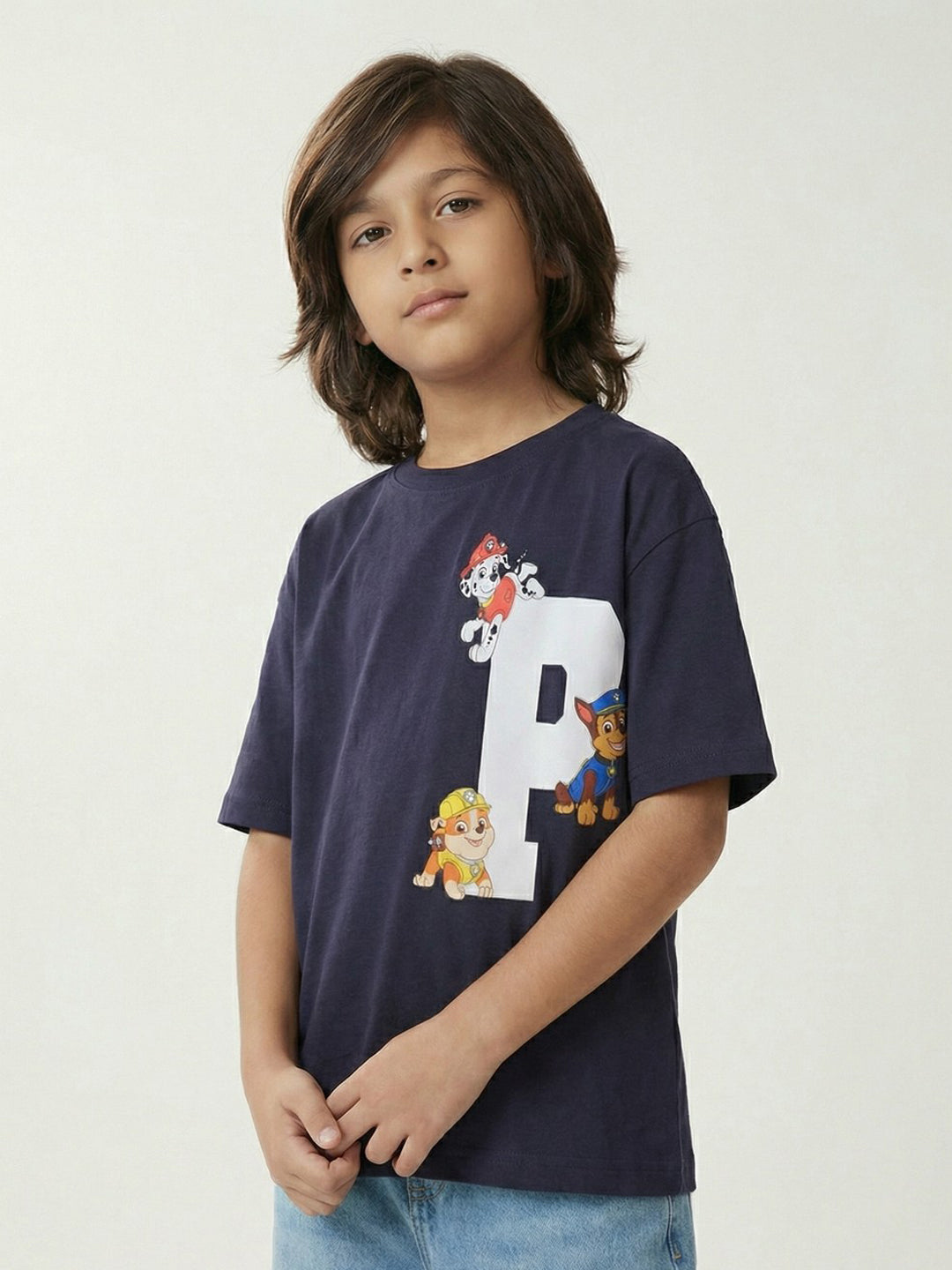 Paw Patrol Character P Print Navy Blue Kids  T-Shirt