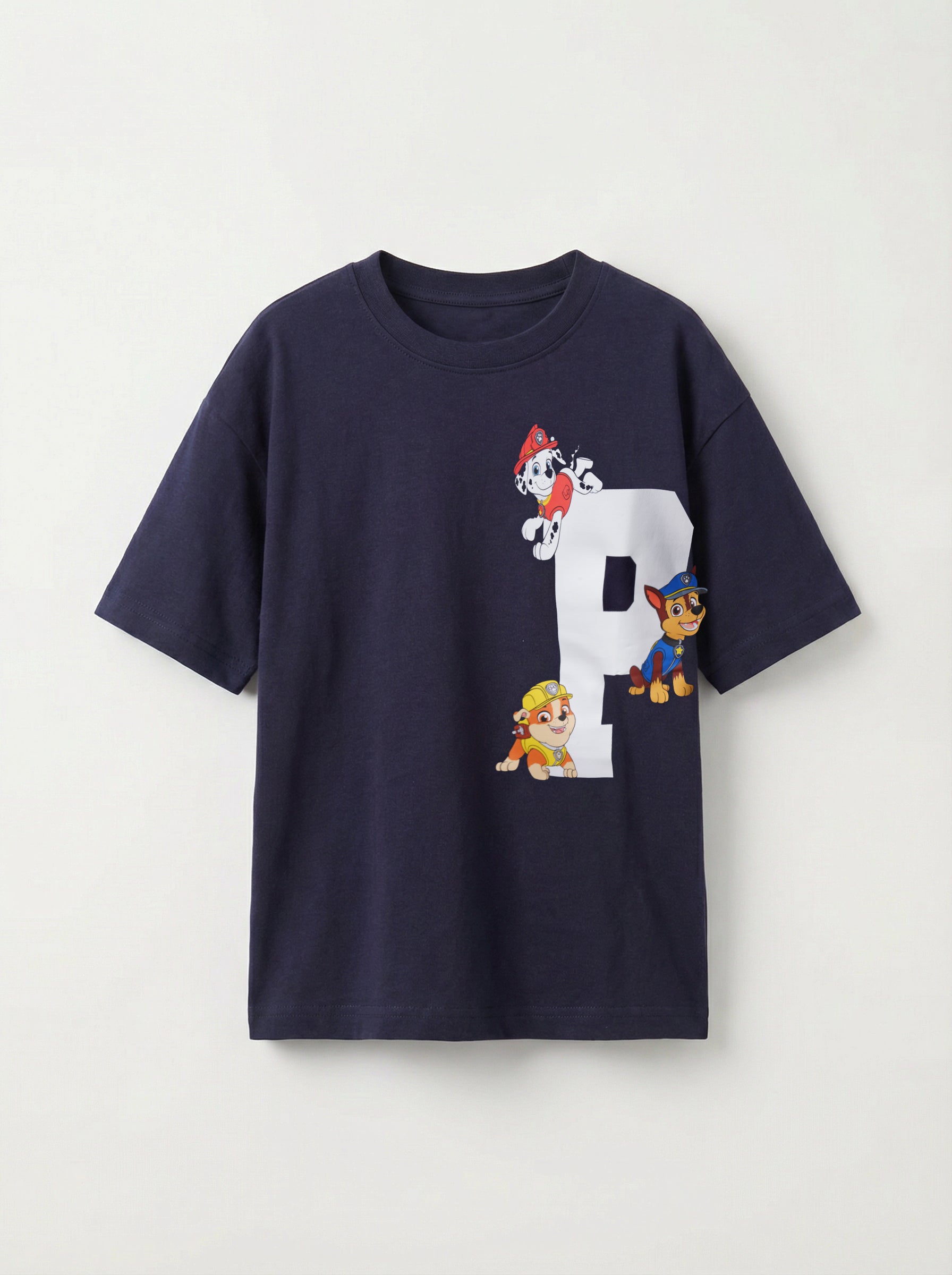 Paw Patrol Character P Print Navy Blue Kids  T-Shirt