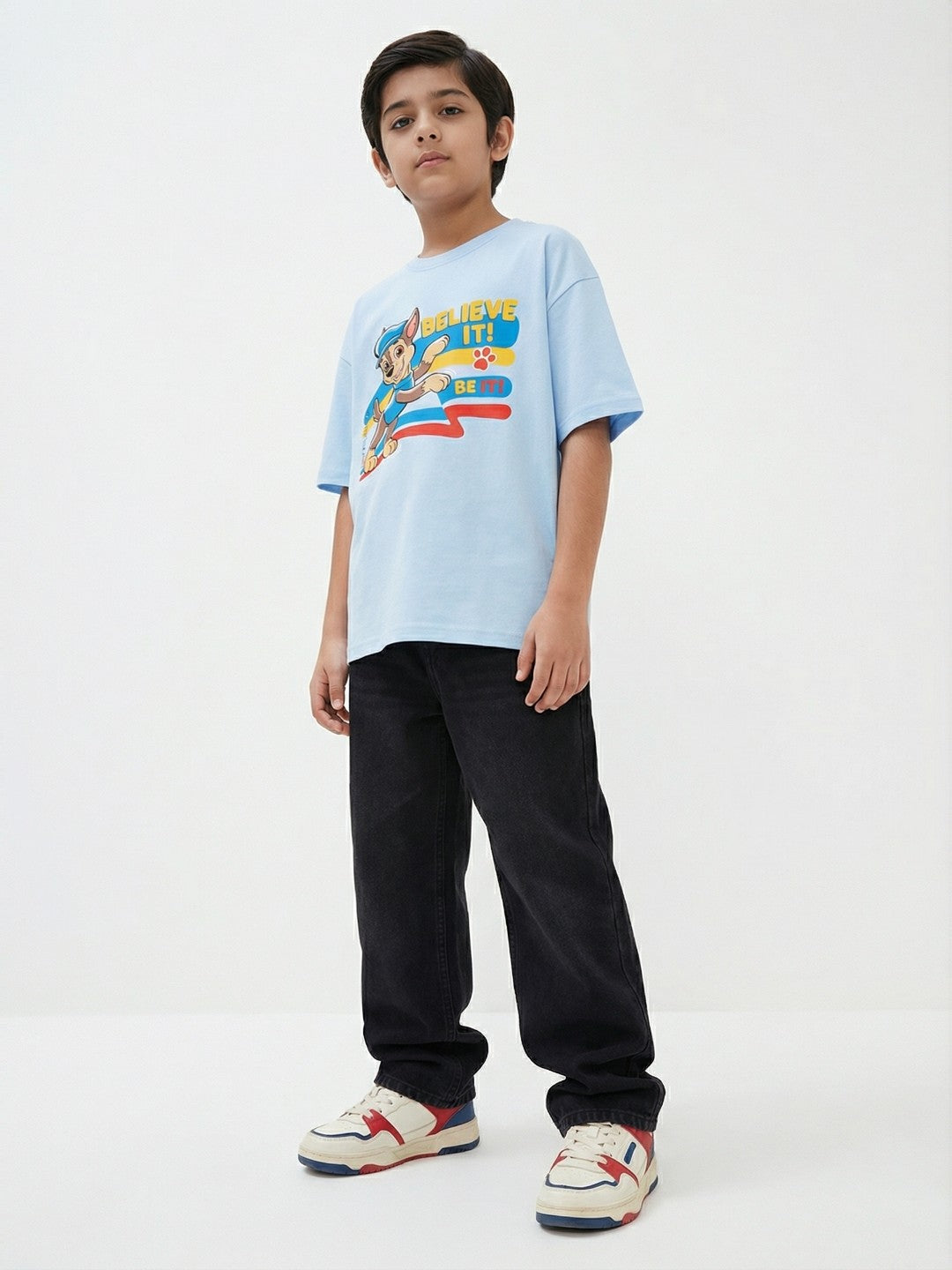 Paw Patrol Chase Believe It Light Blue Kids  T-Shirt