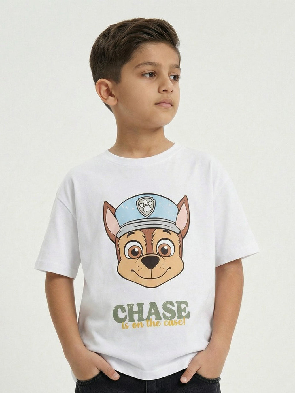 Paw Patrol Chase Character White Kids  T-Shirt