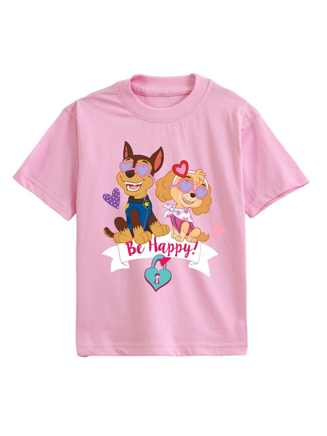 Pink Paw Patrol Chase & Skye Be Happy Graphic Kids T-Shirt