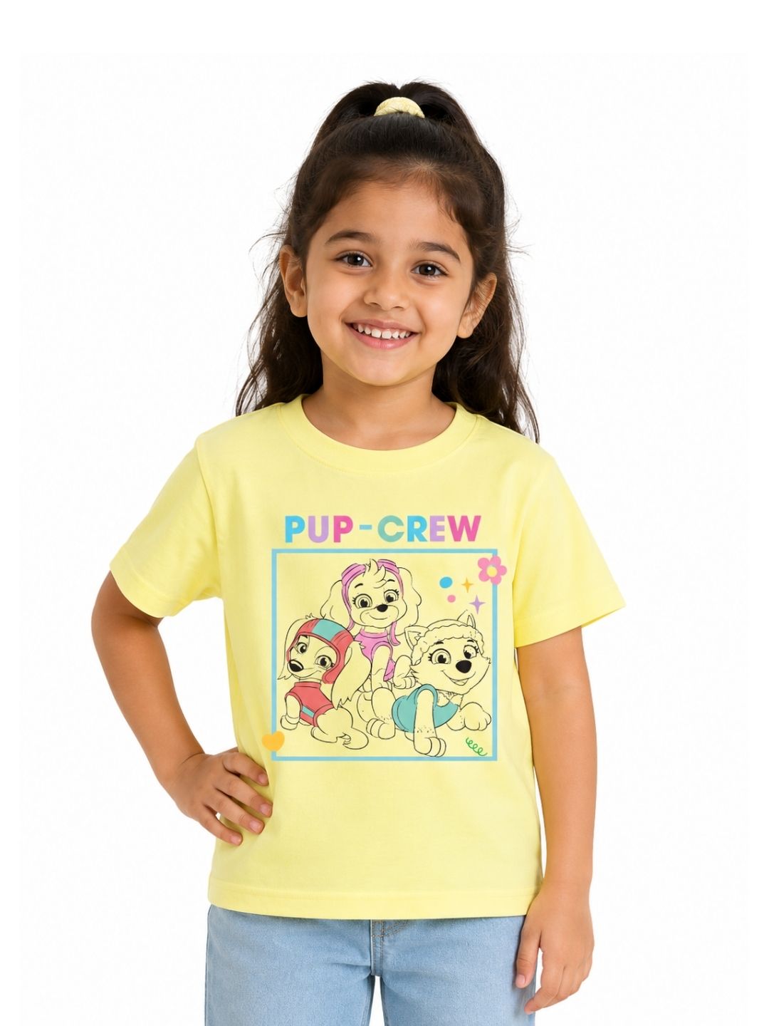 Yellow Paw Patrol Pup-Crew Cute Friends Graphic Kids T-Shirt