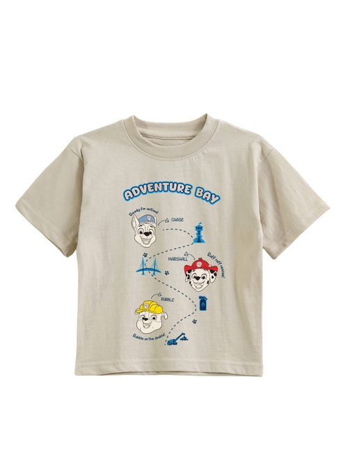 Beige Paw Patrol Adventure Bay Action Graphic Kids T-Shirt