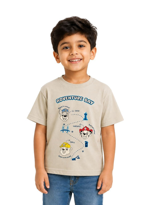 Beige Paw Patrol Adventure Bay Action Graphic Kids T-Shirt