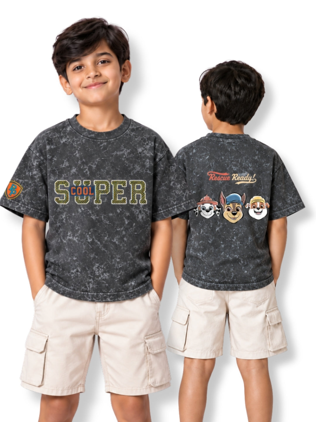 Super Cool Graphic Kids Boys Acid Wash T-Shirt – Paw Patrol©