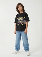 SpongeBob Neon Print Black Kids  T-Shirt