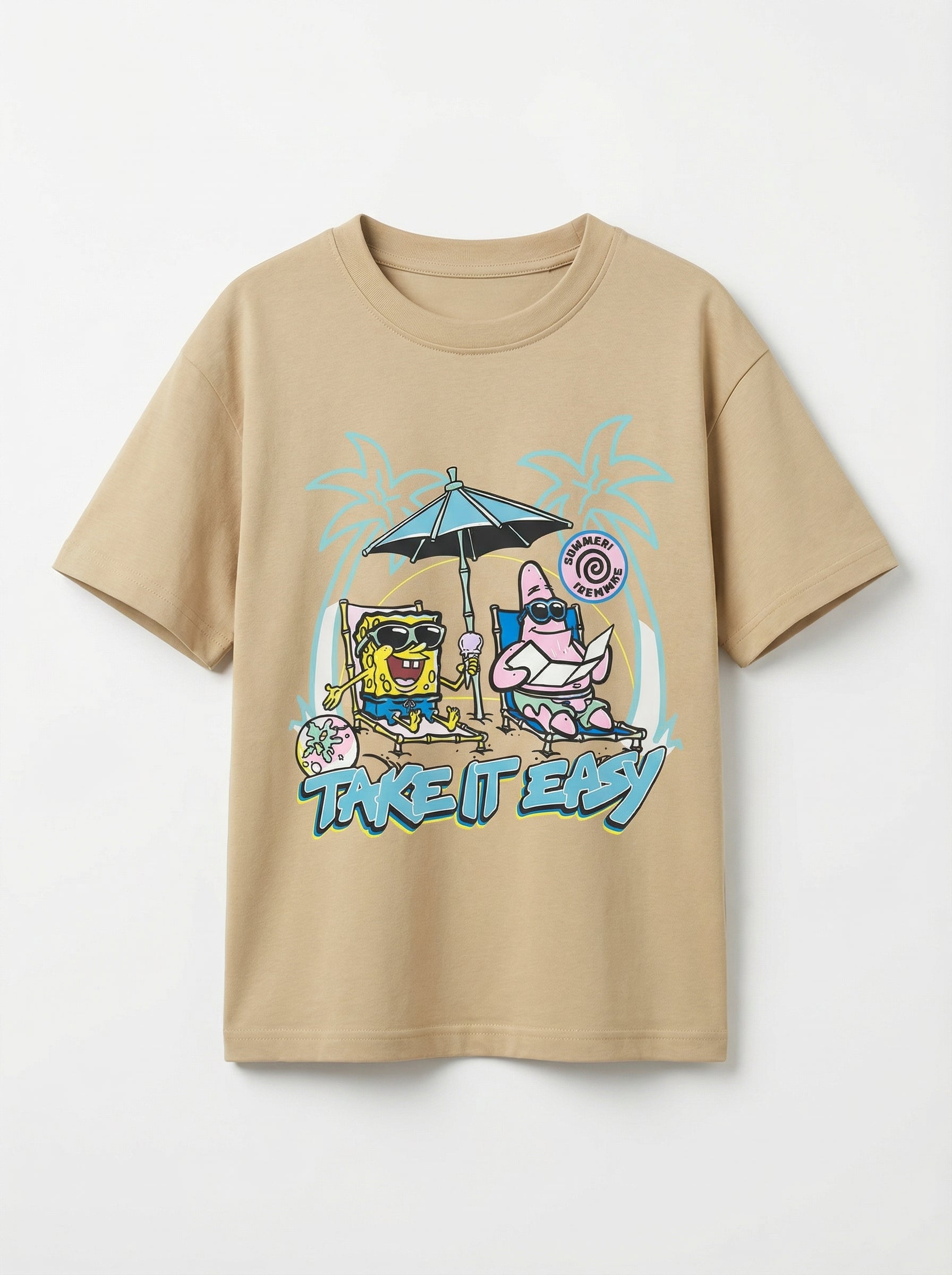 SpongeBob Summer Vibes Beige Kids  T-Shirt