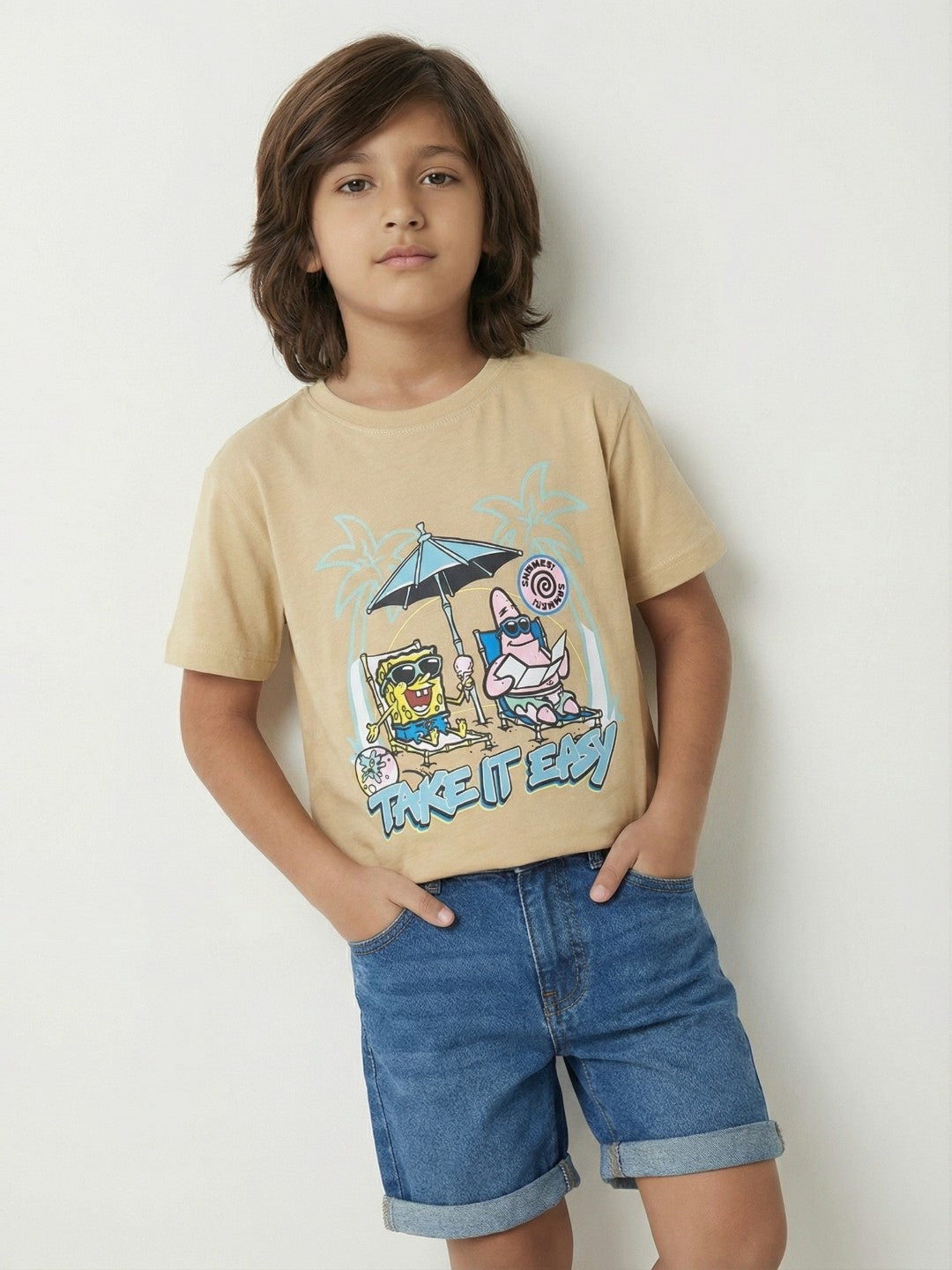 SpongeBob Summer Vibes Beige Kids  T-Shirt