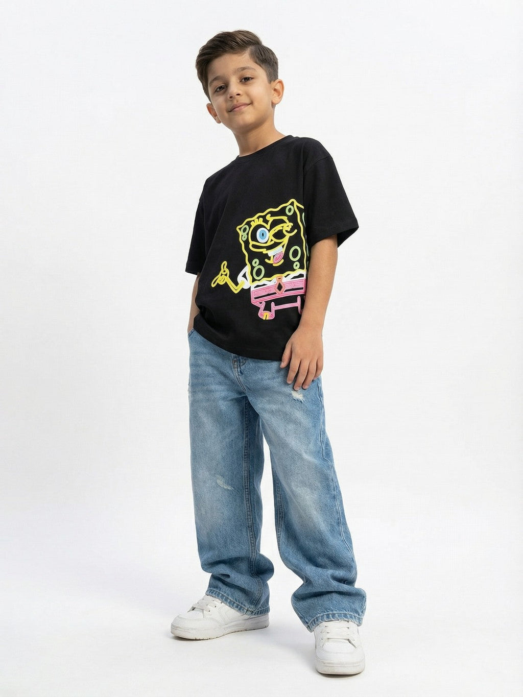 SpongeBob Fun Neon Black Kids  T-Shirt