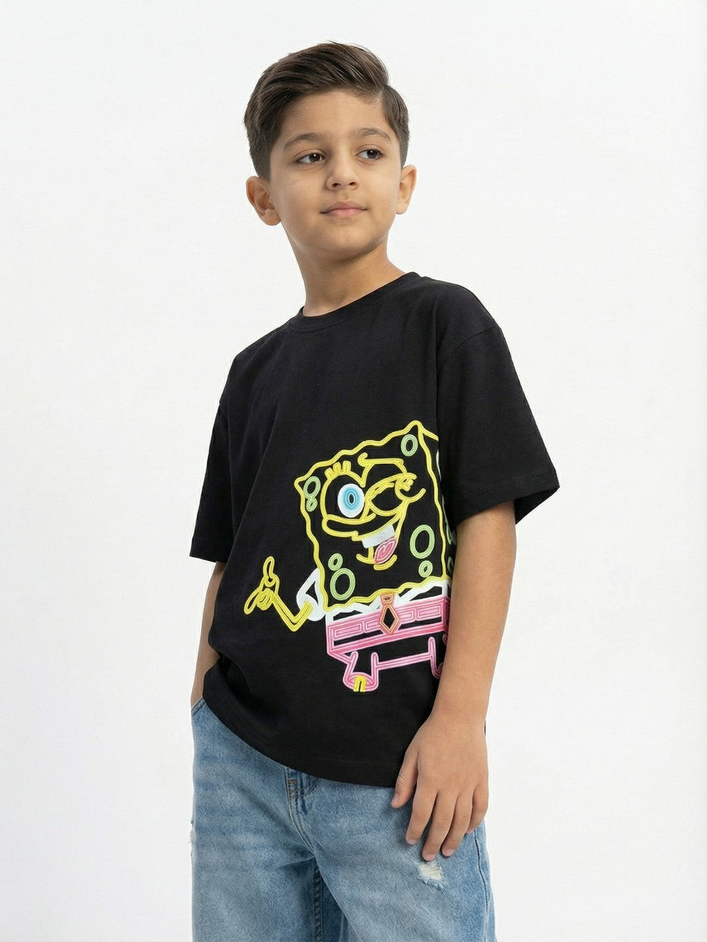 SpongeBob Fun Neon Black Kids  T-Shirt