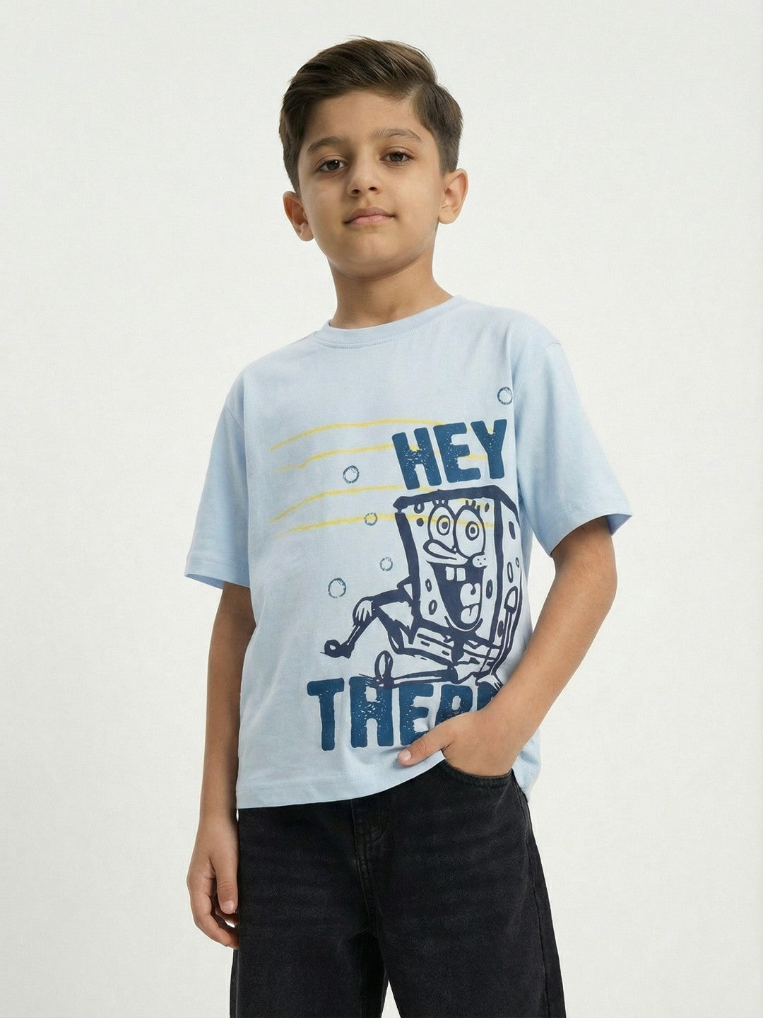 SpongeBob Fun Doodle Light Blue Kids  T-Shirt