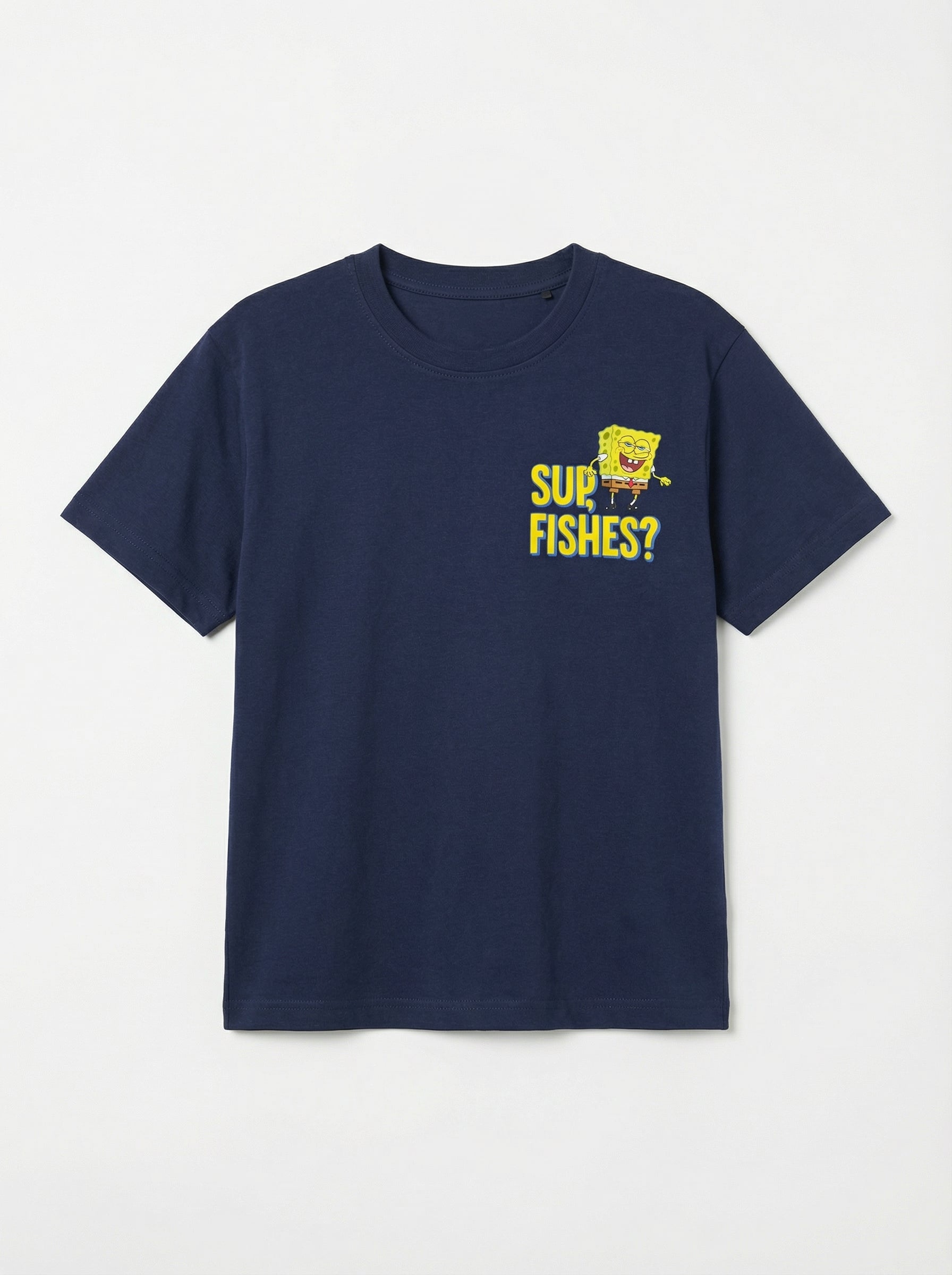 SpongeBob Sup Fishes Navy Kids  T-Shirt