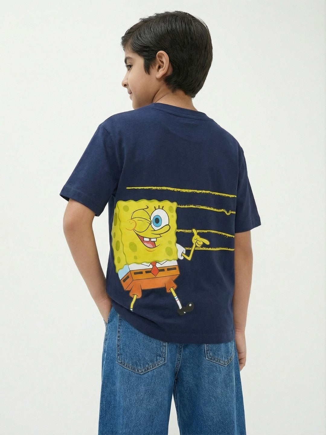 SpongeBob Sup Fishes Navy Kids  T-Shirt