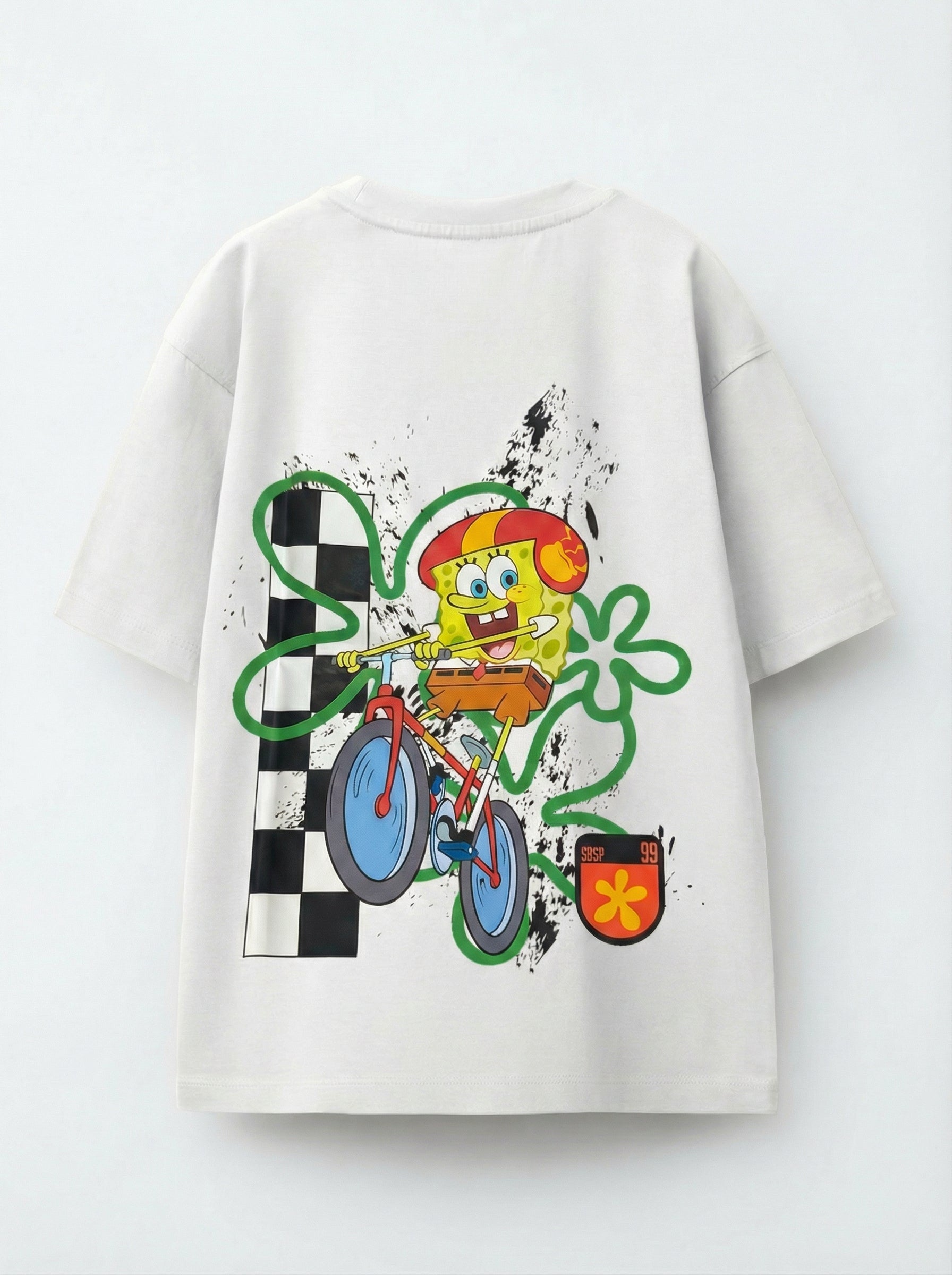 SpongeBob Cycling White Kids  T-Shirt