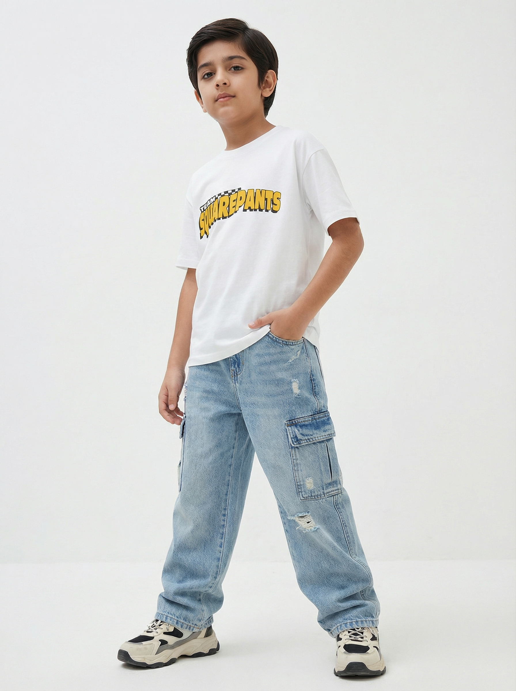 SpongeBob Cycling White Kids  T-Shirt