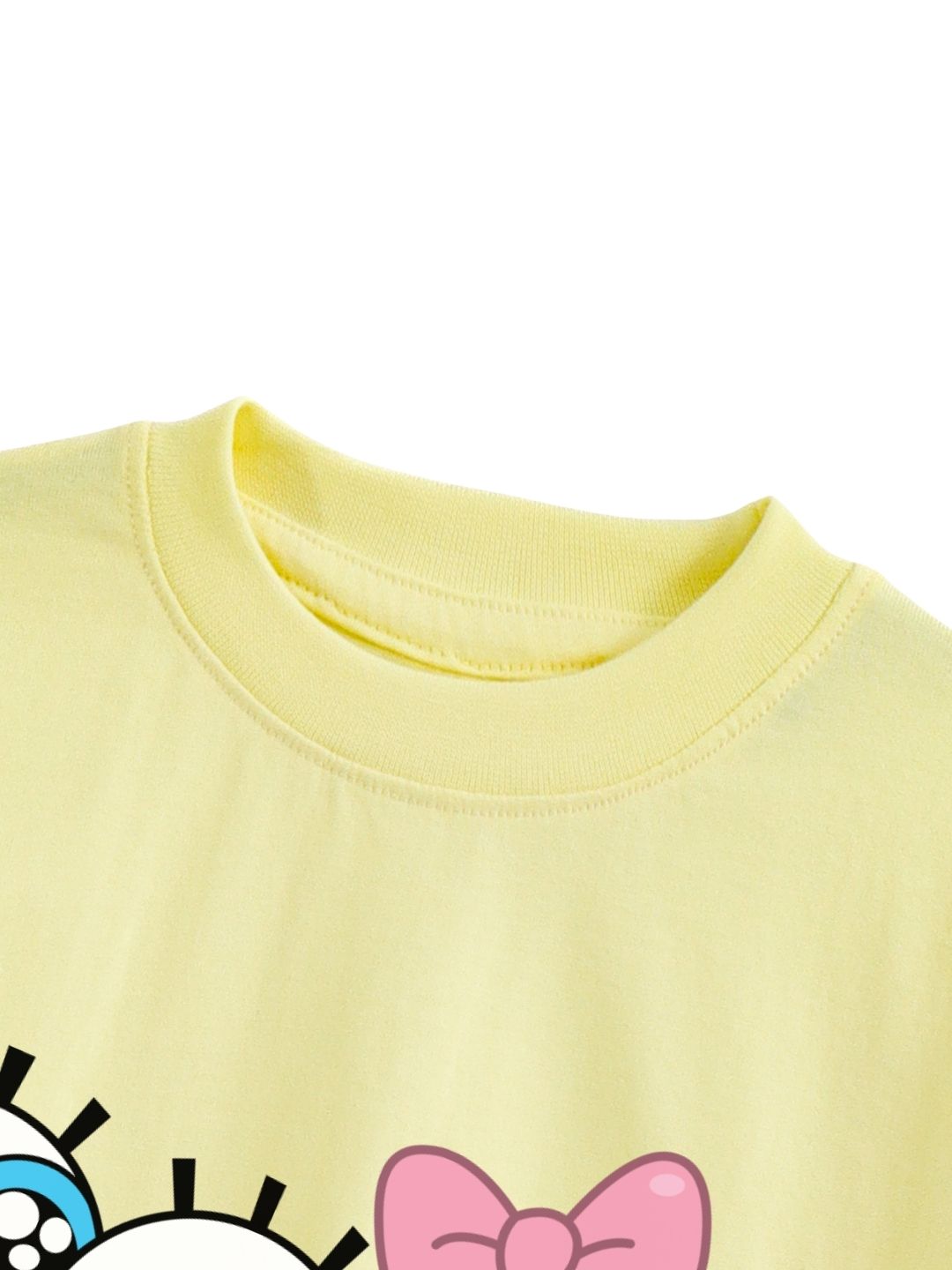 Pastel Yellow SpongeBob Cute Face Graphic Kids T-Shirt