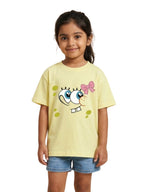 Pastel Yellow SpongeBob Cute Face Graphic Kids T-Shirt
