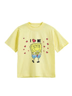Pastel Yellow SpongeBob Self-Love Hug Graphic Kids T-Shirt
