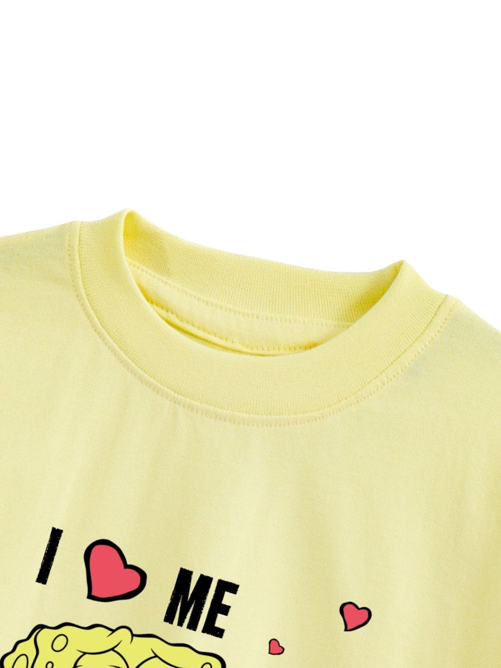 Pastel Yellow SpongeBob Self-Love Hug Graphic Kids T-Shirt