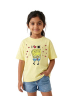 Pastel Yellow SpongeBob Self-Love Hug Graphic Kids T-Shirt