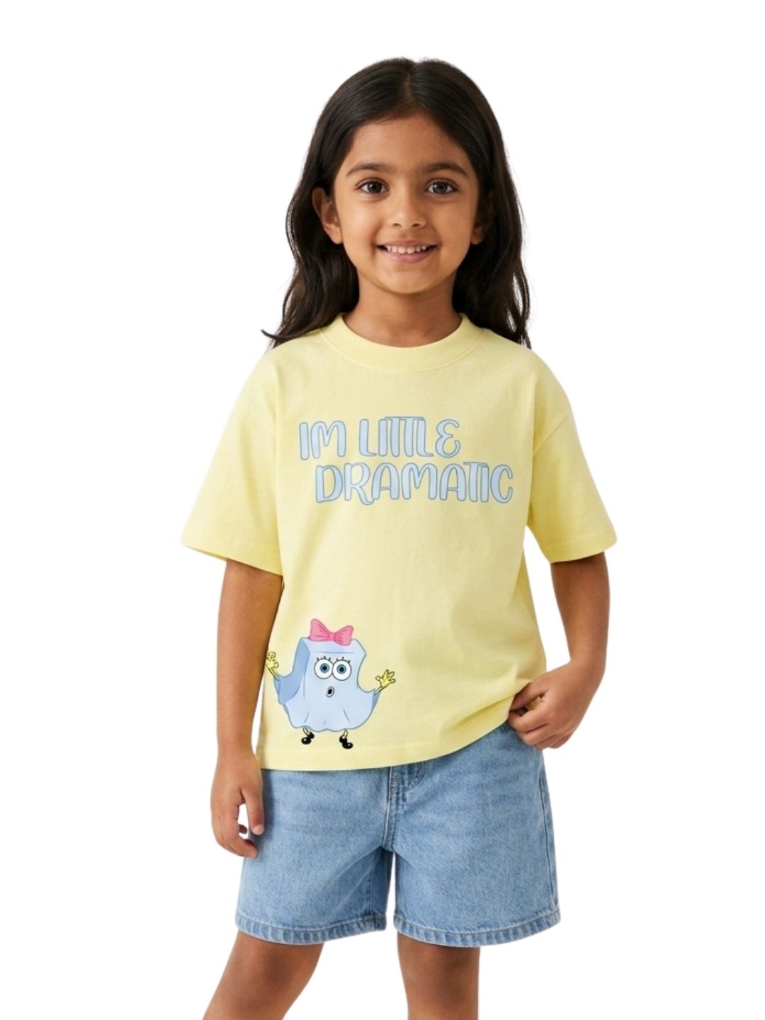 Pastel Yellow SpongeBob Little Dramatic Fun Graphic Kids T-Shirt